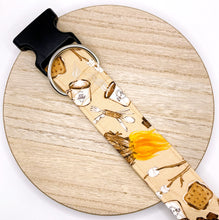 Load image into Gallery viewer, Dog Collar/ Smores Dog Collar/ Brown Dog Collar/ Camping Dog Collar/Fabric Dog Collar