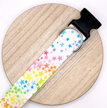 Load image into Gallery viewer, Dog Collar/ Glitter Stars Dog Collar/ Stars Dog Collar/ Rainbow Dog Collar/ Colorful Dog Collar/ Fabric Dog Collar