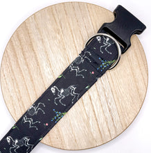 Load image into Gallery viewer, Dog Collar/ Unicorn Skeleton Dog Collar/ Unicorn Dog Collar/ Halloween Dog Collar/ Holiday Dog Collar/ Fabric Dog Collar