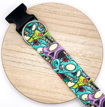 Load image into Gallery viewer, Dog Collar/ Large Zombies Dog Collar/ Colorful Zombies Dog Collar/ Halloween Dog Collar/ Scary Dog Collar/ Fabric Dog Collar