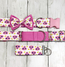 Load image into Gallery viewer, Dog Collar/ Pink Skull Dog Collar/ Skeleton Dog Collar/ Halloween Dog Collar/ Fabric Dog Collar