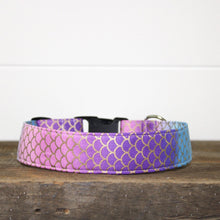 Load image into Gallery viewer, Dog Collar/ Purple Mermaid Dog Collar/ Fabric Dog Collar/ Mermaid Dog Collar/ Scales Dog Collar