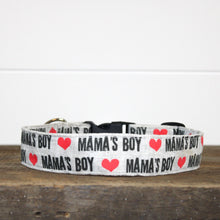 Load image into Gallery viewer, Dog Collar/ Mamas Boy Dog Collar/ Valentines Dog Collar/ Gray Dog Collar