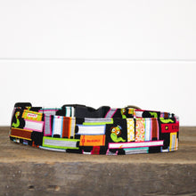 Load image into Gallery viewer, Dog Collar/ Book Dog Collar/ Reading Dog Collar/ Black Dog Collar