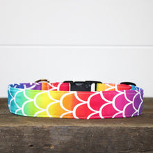Load image into Gallery viewer, Dog Collar/ Mermaid Dog Collar/ Colorful Dog Collar/ Rainbow Dog Collar/ Fabric Dog Collar