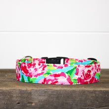 Load image into Gallery viewer, Dog Collar/ Pink Rose Dog Collar/ Flower Dog Collar/ Fabric Dog Collar