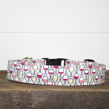 Load image into Gallery viewer, Dog Collar/ Wine Dog Collar/ Wine Glass Dog Collar/ Fabric Dog Collar