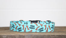Load image into Gallery viewer, Dog Collar/ Branch Manager Dog Collar/ Stick Dog Collar/ Dog Theme Dog Collar/ Blue Dog Collar/ Fabric Dog Collar