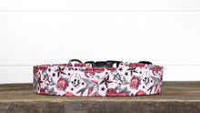 Load image into Gallery viewer, Dog Collar/ Tattoo Dog Collar/ Pink Dog Collar/ Tough Girl Dog Collar/ Skull Dog Collar/ Fabric Dog Collar