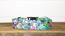 Load image into Gallery viewer, Dog Collar/ Large Zombies Dog Collar/ Colorful Zombies Dog Collar/ Halloween Dog Collar/ Scary Dog Collar/ Fabric Dog Collar