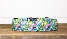 Load image into Gallery viewer, Dog Collar/ Small Zombies Dog Collar/ Bright Dog Collar/ Halloween Dog Collar/ Scary Dog Collar/ Fabric Dog Collar