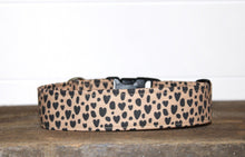 Load image into Gallery viewer, Dog Collar/ Leopard Hearts Dog Collar/ Valentines Dog Collar/ Cheetah Hearts Dog Collar/ Tan and Black Hearts Dog Collar/ Fabric Dog Collar