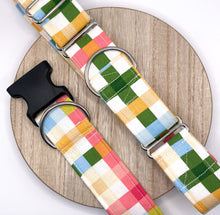 Load image into Gallery viewer, Dog Collar/ Easter Plaid Dog Collar/ Spring Plaid Dog Collar/ Basket Weave Dog Collar/ Spring Dog Collar