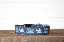 Load image into Gallery viewer, Dog Collar/ Totally Jawsome Shark Dog Collar/ Shark Dog Collar/ Ocean Dog Collar/ Fabric Dog Collar