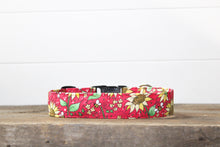 Load image into Gallery viewer, Dog Collar/ Red Sunflower Dog Collar/ Bees Dog Collar/ Summer Dog Collar/ Red Dog Collar