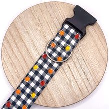 Load image into Gallery viewer, Dog Collar/ Plaid Leaves Dog Collar/ Plaid Dog Collar/ Leaves Dog Collar/ Fabric Dog Collar
