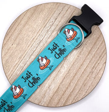 Load image into Gallery viewer, Dog Collar/ Just Chillin Sharks Dog Collar/ Floaty Shark Dog Collar/ Cocktail Shark Dog Collar/ Fabric Dog Collar

