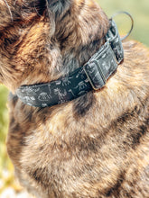 Load image into Gallery viewer, Dog Collar/ Skeleton Dinosaurs Dog Collar/ Black Dog Collar/ Dino Skeleton Dog Collar/ Funny Dog Collar/ Fabric Dog Collar
