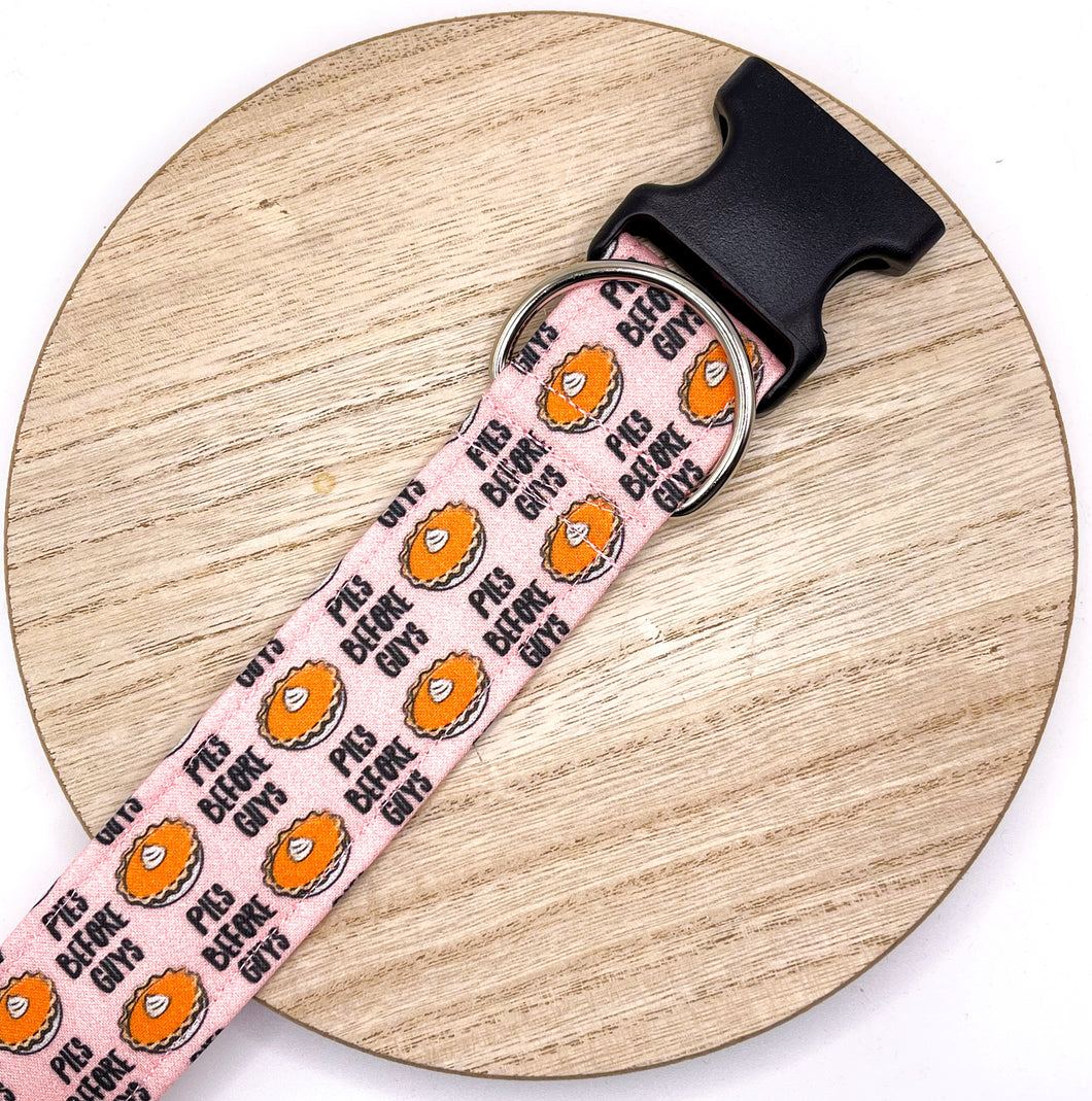 Dog Collar/ Pies Before Guys Dog Collar/ Pumpkin Pie Dog Collar/Thanksgiving Dog Collar/ Fabric Dog Collar