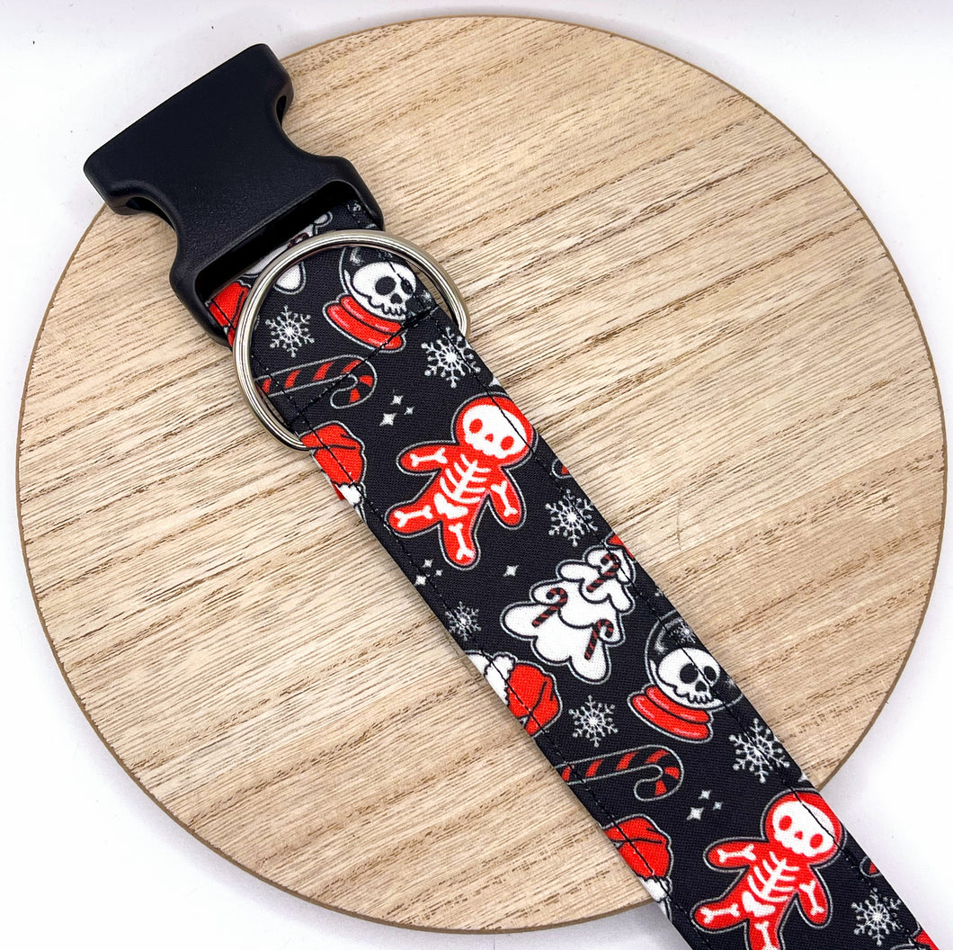 Dog Collar/ Gothic Christmas Dog Collar/ Winter Dog Collar/ Dark Dog Collar/ Fabric Dog Collar