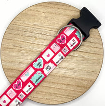 Load image into Gallery viewer, Dog Collar/ Love Note Dog Collar/ Valentines Dog Collar/ Pink Dog Collar/ Envelope Dog Collar
