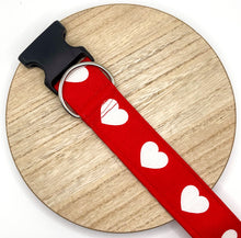 Load image into Gallery viewer, Dog Collar/ Red Heart Dog Collar/ Valentines Day Dog Collar/ Hearts Dog Collar/ Fabric Dog Collar
