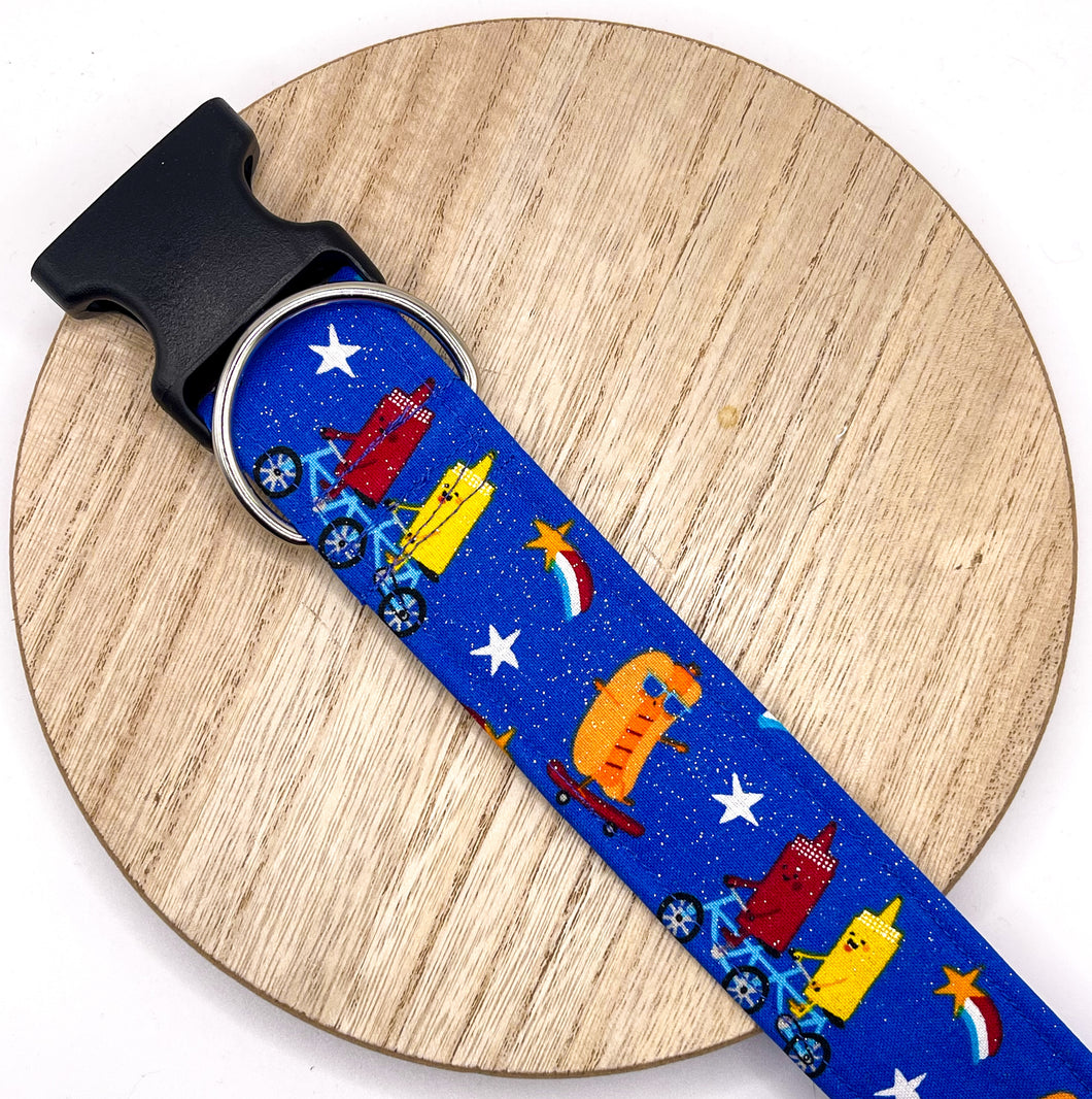 Dog Collar/ Patriotic Star Camo Print Dog Collar/ Red White and Blue Dog Collar/ USA Dog Collar/Fabric Dog Collar