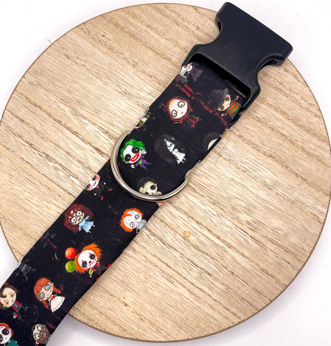 Dog Collar/ Halloween Characters Dog Collar/ Scary Characters Dog Collar/ Halloween NovelDog Collar/ Spooky Dog Collar/ Fabric Dog Collar/ Skulls Dog Collar