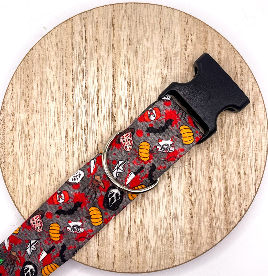 Dog Collar/ Movie Characters Dog Collar/ Scary Faces Dog Collar/ Halloween Dog Collar/ Spooky Dog Collar/ Fabric Dog Collar/ Skulls Dog Collar