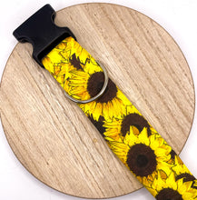 Load image into Gallery viewer, Dog Collar/ Sunflowers Dog Collar/ Flowers Dog Collar/ Fall Flowers Dog Collar/ Autumn Dog Collar/ Fabric Dog Collar
