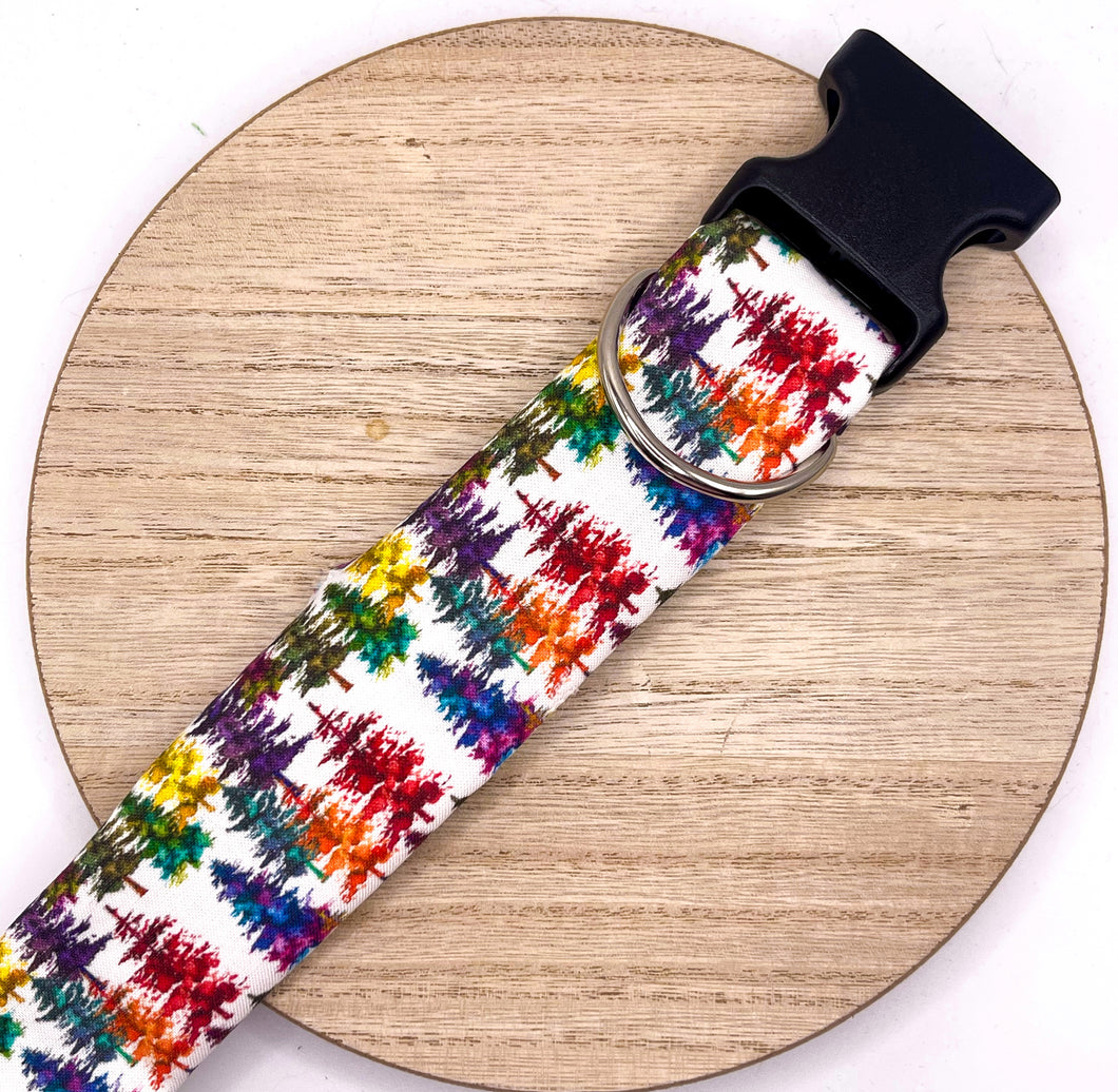 Dog Collar/ Fall Trees Dog Collar/ Rainbow Trees Dog Collar/ Trees Dog Collar/ Autumn Dog Collar/ Fabric Dog Collar