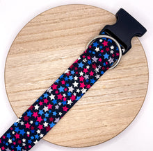 Load image into Gallery viewer, Dog Collar/ Fourth of July Stars Dog Collar/ Red White and Blue Dog Collar/ USA Dog Collar/Fabric Dog Collar
