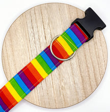 Load image into Gallery viewer, Dog Collar/ Bright Rainbow Stripes Dog Collar/ Rainbow Colors Dog Collar/ Stripes Dog Collar/ Rainbow Dog Collar
