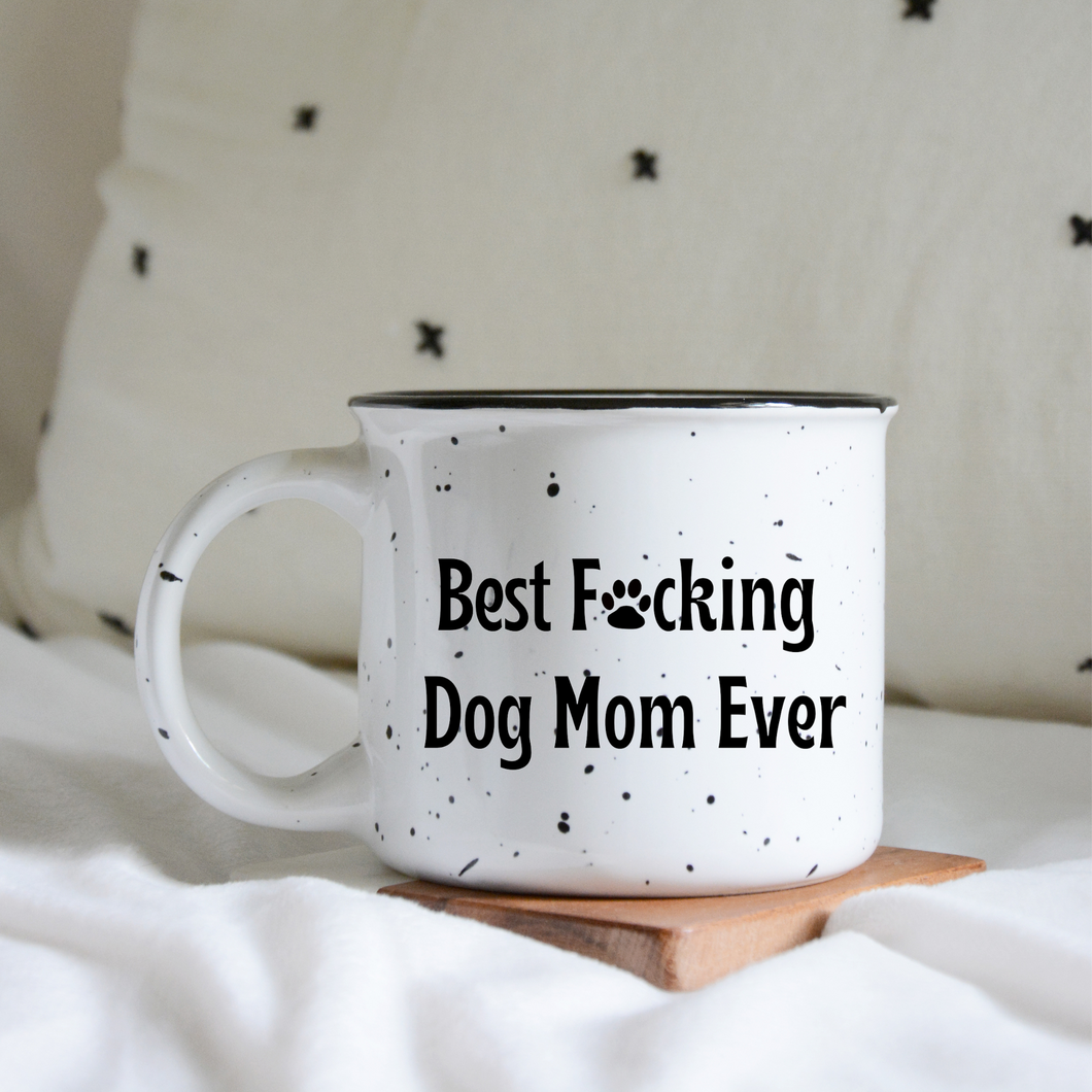 Best Dog Mom Ever Mug/ Dog Themed Ceramic Mug/ Campfire Dog Mug/ Camping Mug/ Personalized Dog Mug/ Funny Dog Mug