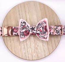 Load image into Gallery viewer, Dog Collar/ Tattoo Dog Collar/ Pink Dog Collar/ Tough Girl Dog Collar/ Skull Dog Collar/ Fabric Dog Collar

