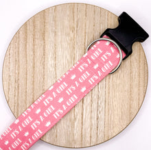 Load image into Gallery viewer, Dog Collar/ It&#39;s A Girl Dog Collar/ Baby Announcement Dog Collar/ Gender Dog Collar

