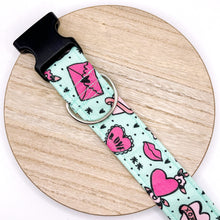 Load image into Gallery viewer, Dog Collar/ Love Notes Dog Collar/ Valentines Dog Collar/ Love Dog Collar/ Cute Dog Collar/ Fabric Dog Collar
