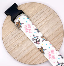 Load image into Gallery viewer, Dog Collar/ Pittie Unicorn Dog Collar/ You Are Magic Dog Collar/ Pitbull Dog Collar/ Fabric Dog Collar
