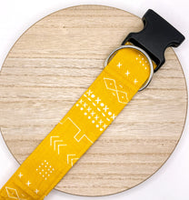 Load image into Gallery viewer, Dog Collar/ Yellow Aztec Dog Collar/ Boho Dog Collar/ Marigold Dog Collar/ Yellow Dog Collar
