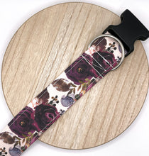 Load image into Gallery viewer, Dog Collar/ Maroon and Cream Flower Dog Collar/ Fall Dog Collar/Fabric Dog Collar
