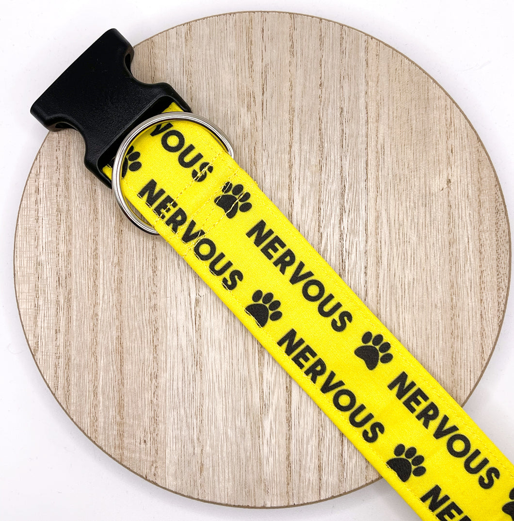 Dog Collar/ Nervous Dog Collar/ Don't Pet Dog Collar/ Yellow Dog Collar/ Training Dog Collar