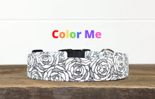 Load image into Gallery viewer, Dog Collar/ Color Your Own Dog Collar/ Roses Dog Collar/ Color Me Dog Collar/ Coloring Dog Collar/ Fabric Dog Collar
